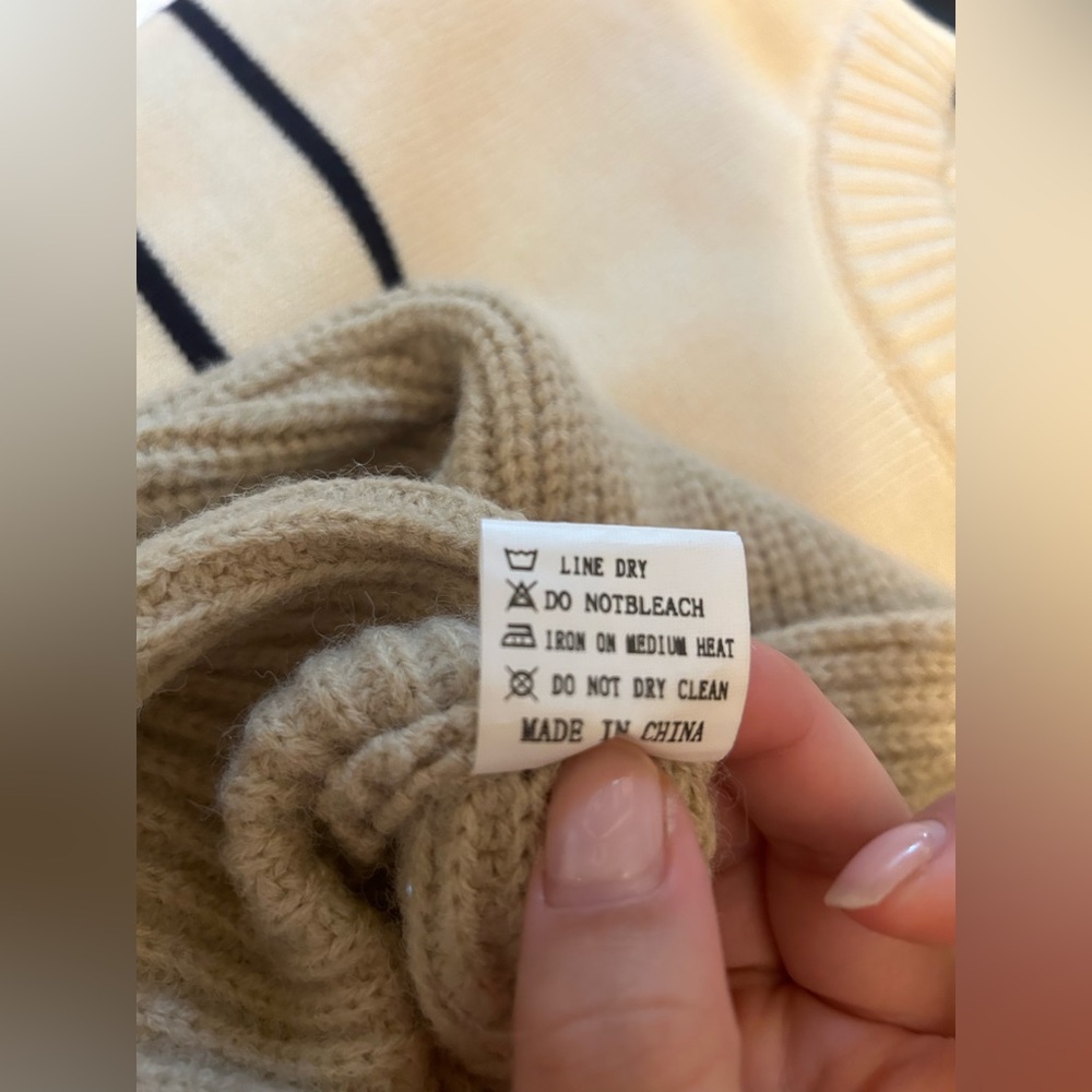 NWOT Amazon.com Collared Beige Sweater - Picture 8 of 9